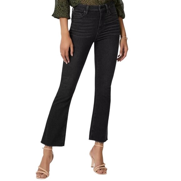 Paige Claudine Women Jeans 28 High Waist Ankle Flare Black Raw Hem NWOT - Picture 1 of 10
